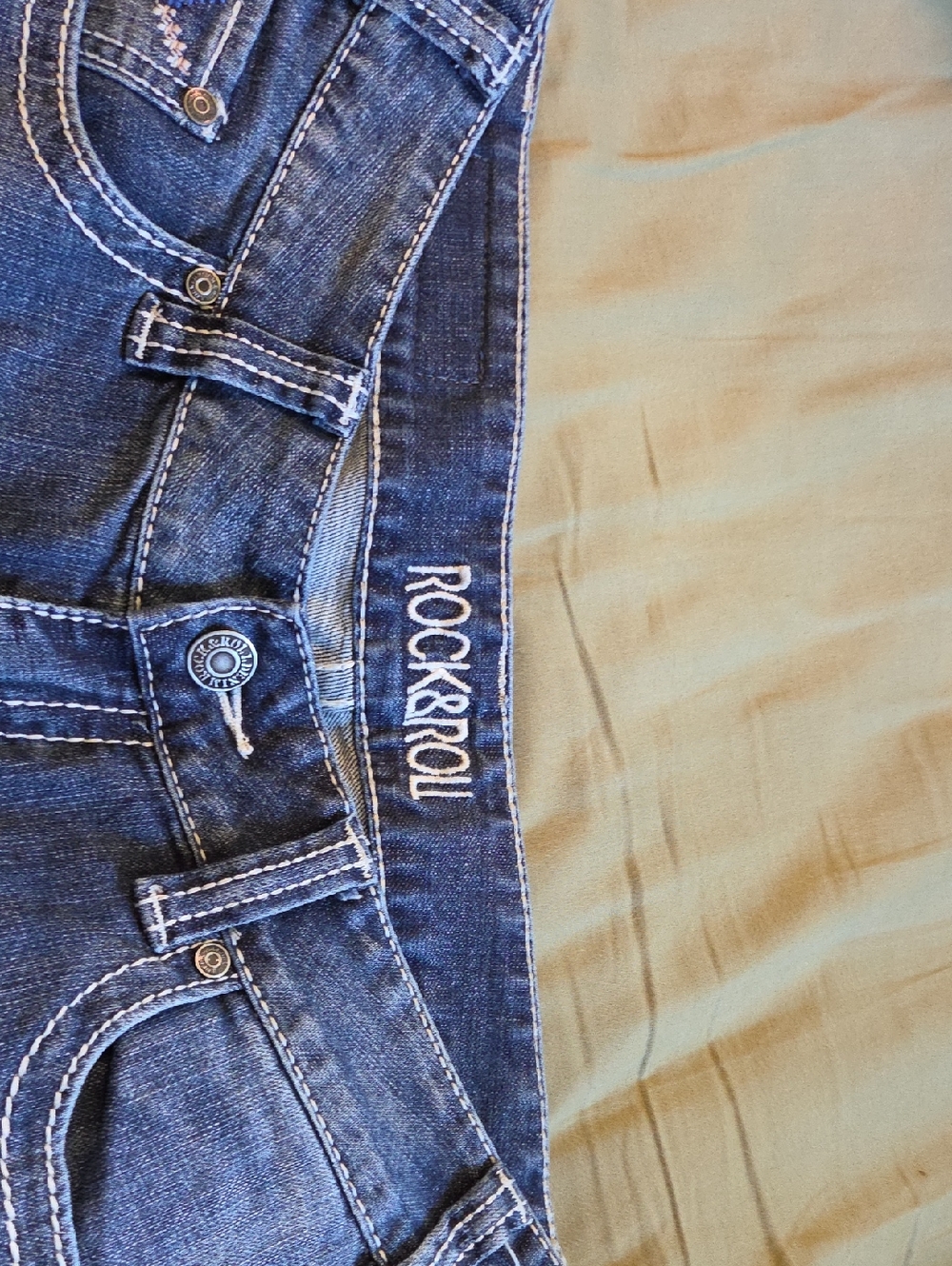 Rock & Roll Mid Rise Bootcut Womens 31x36 Jeans - Dark Blue